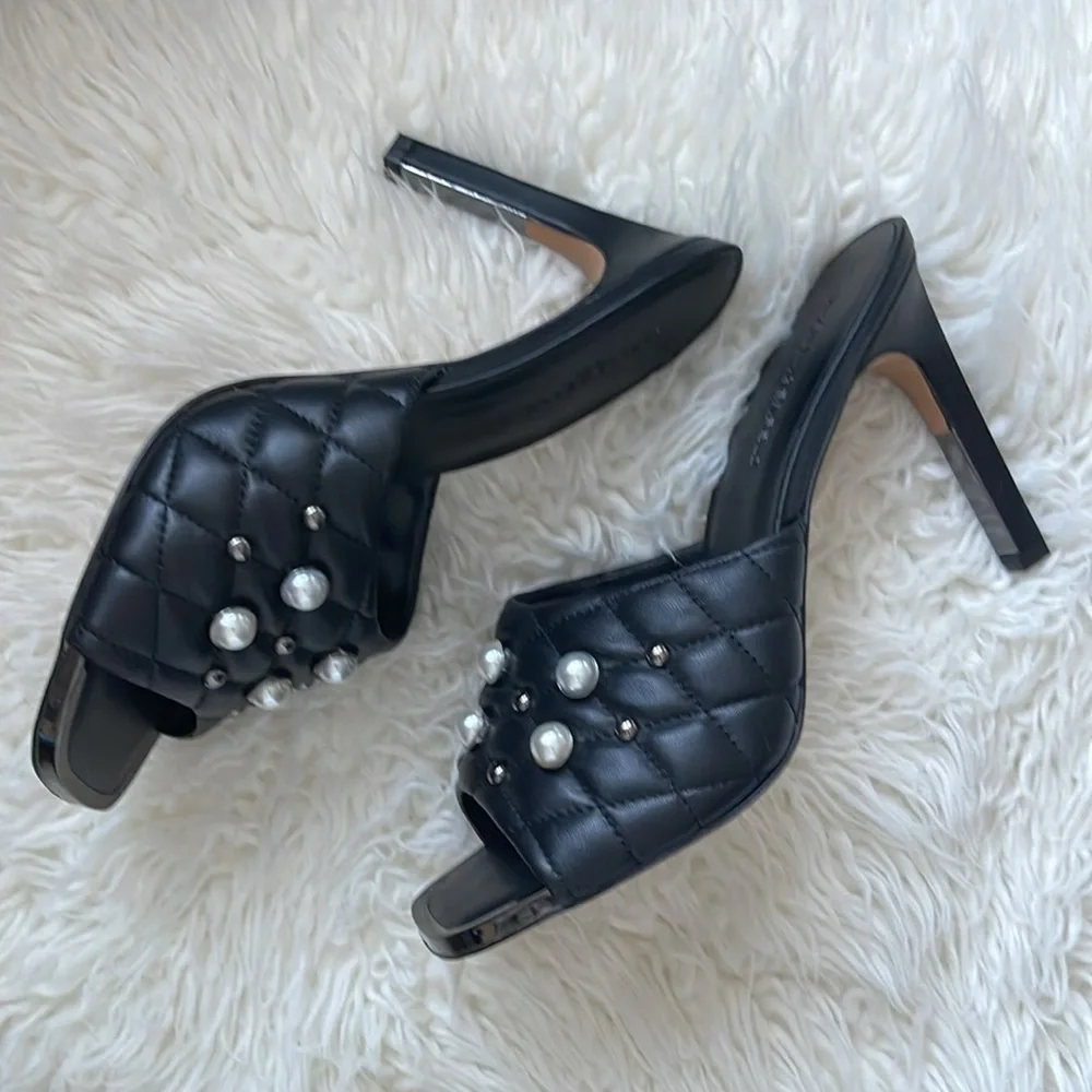 NEW Karl Lagerfeld - Black Amina Studded Heeled Mule - Picture 9 of 11